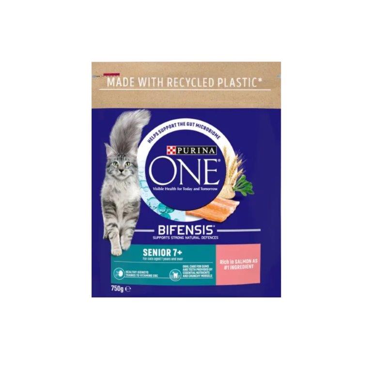 Purina ONE Senior 7+ Salmon Dry Cat Food 750g