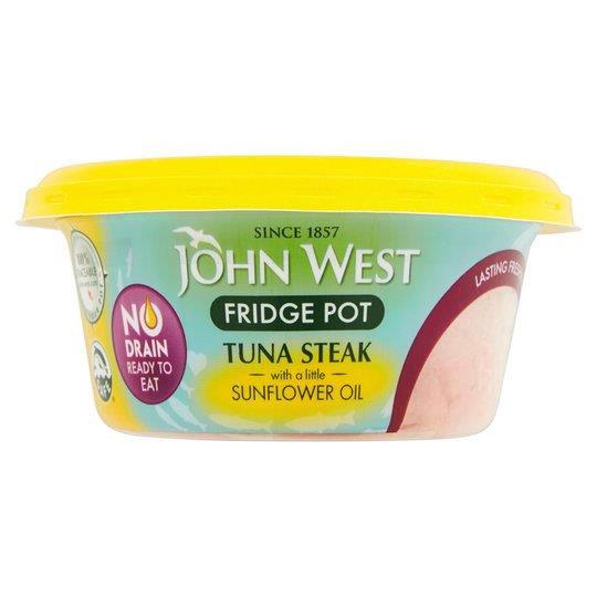 John West Steak Tuna Sunflower Oil No Drain Fridge Pot 110g