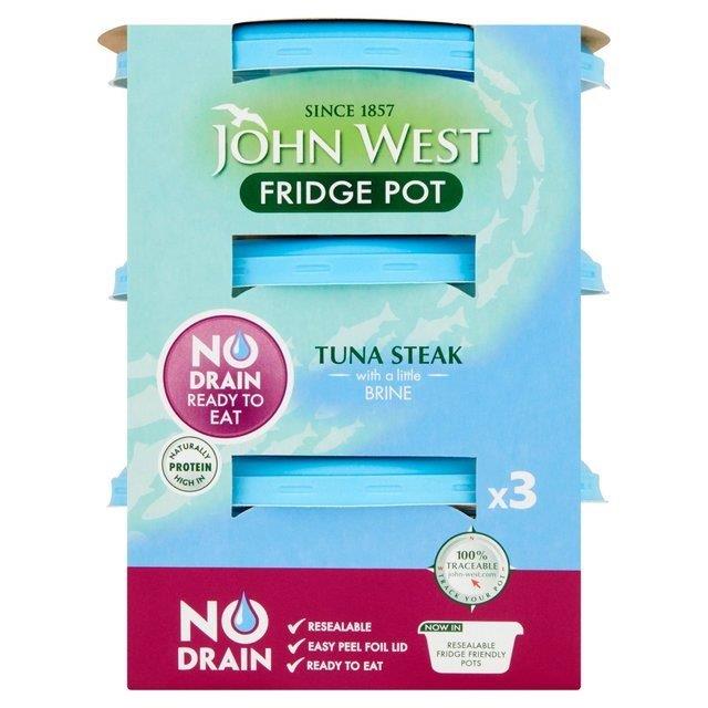 John West Steak Tuna Brine No Drain Fridge Pot 3pk (3 x 110g)