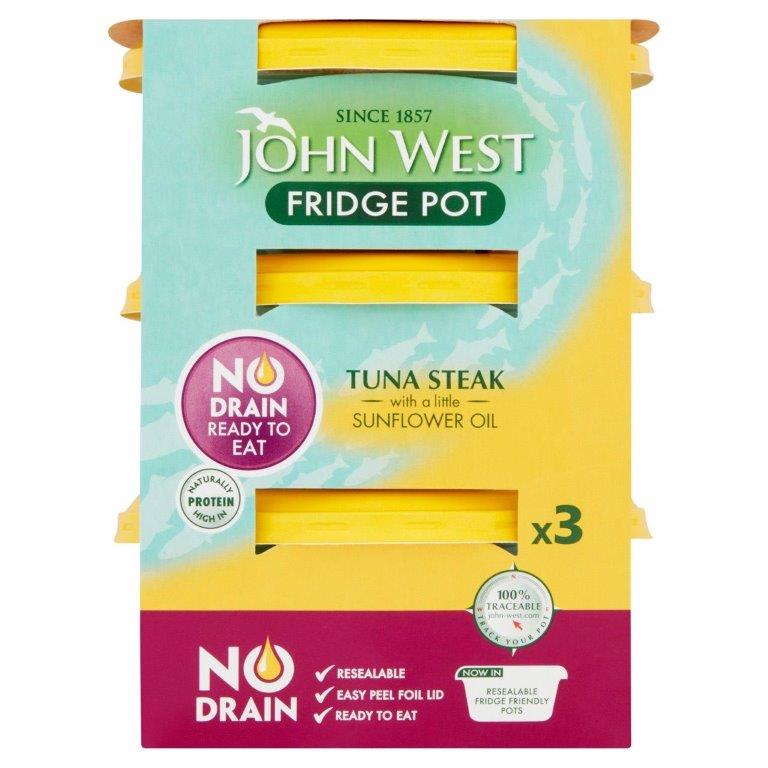 John West Steak Tuna Sunflower Oil No Drain Fridge Pot 3pk (3 x 110g)