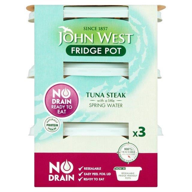 John West Steak Tuna Springwater No Drain Fridge Pot 3pk (3 x 110g)