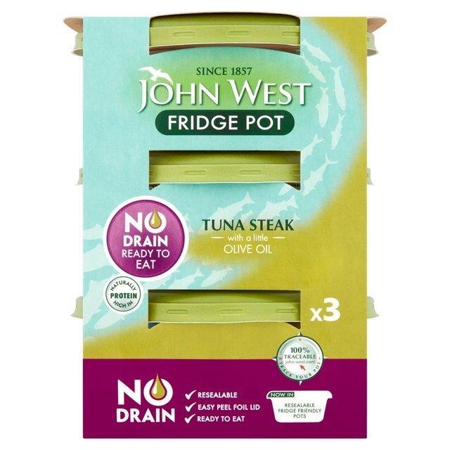 John West Steak Tuna Olive Oil No Drain Fridge Pot 3pk (3 x 110g)