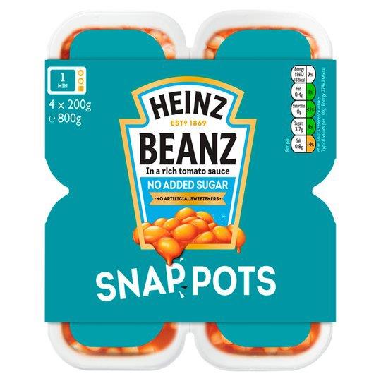 Heinz Baked Beans Snap Pots NAS 4pk (4 x 200g) 