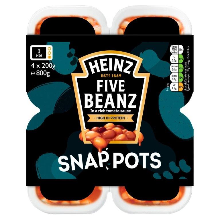 Heinz Baked Beans Snap Pots Five 4pk (4 x 200g) 