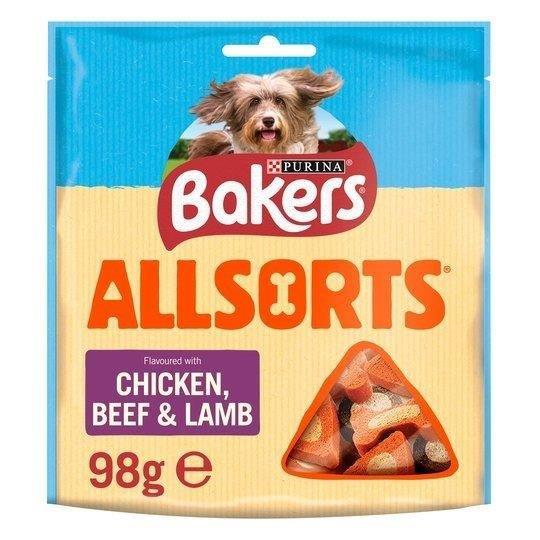 Bakers Dog Treats Chicken Beef & Beef Allsorts 98g