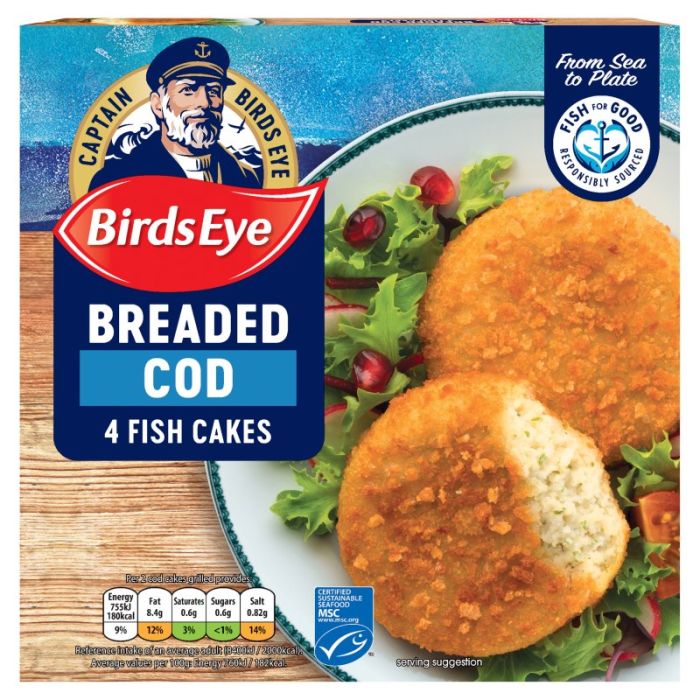 Birds Eye Simply Breaded 4 Cod Fish Cakes 198g