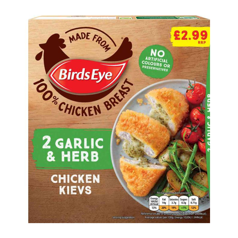 Birds Eye Garlic & Herb Chicken Kiev 204g PM £2.99