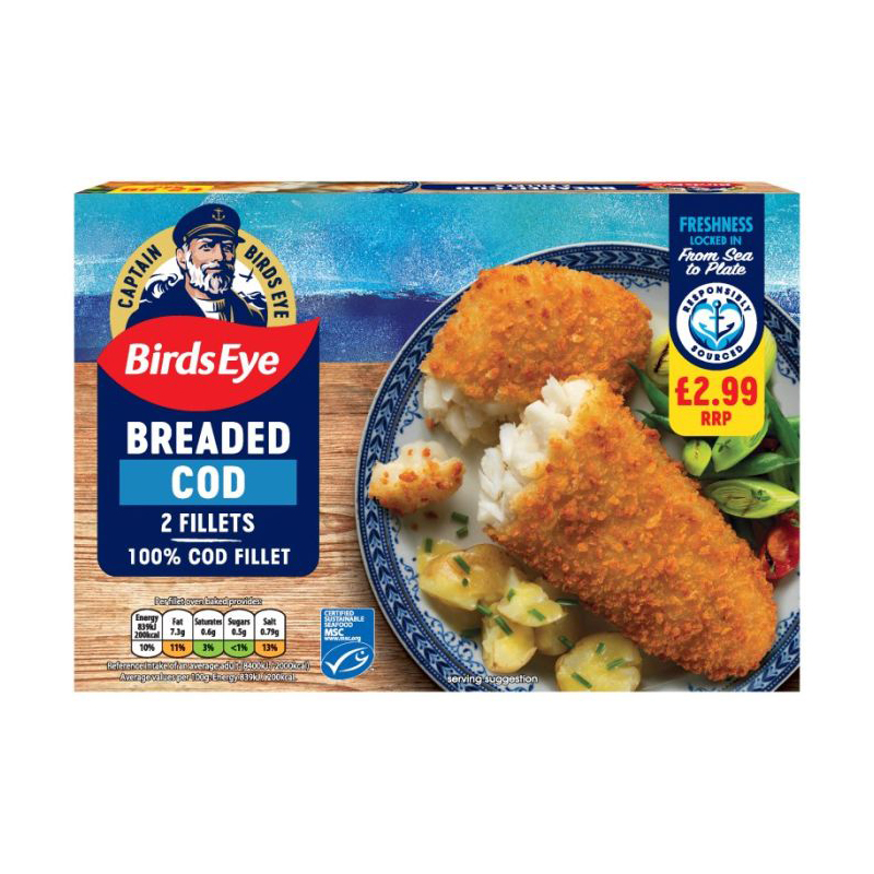 Birds Eye 2s Breaded Cod Fillets 200g PM £2.99