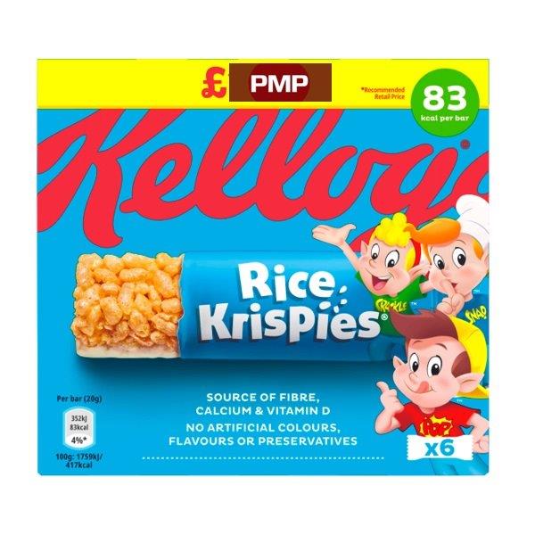 Kelloggs Rice Krispies Cereal Bars 6pk (6 x 20g) PM £1.59