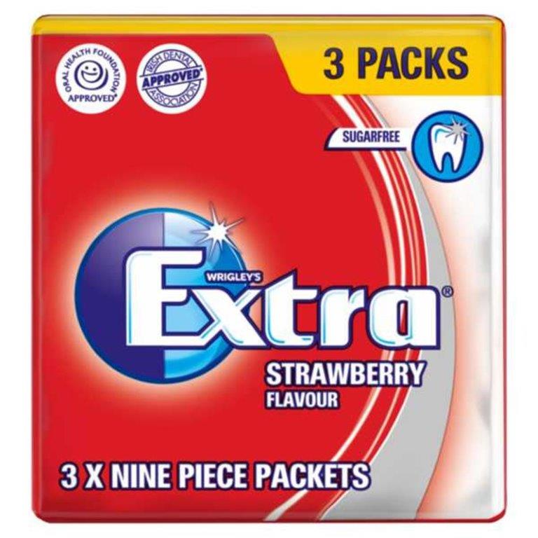 Extra 3pk Strawberry Sugar Free (3 x 9pcs)