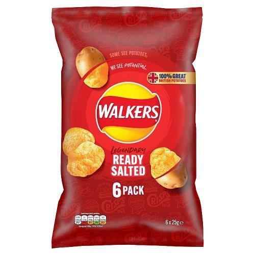 Walkers Crisps 6pk Ready Salted (6 x 25g) 150g