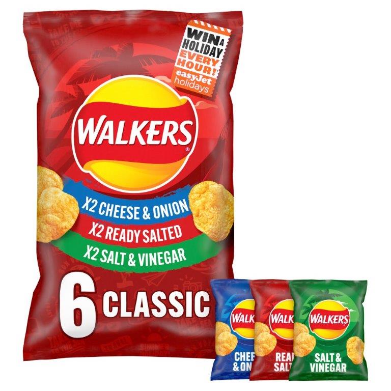 Walkers Crisps 6pk Variety (6 x 25g) 150g