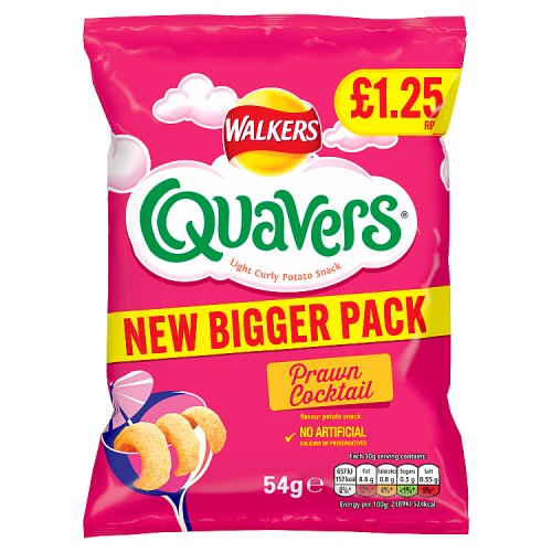 Walkers Bag Quavers Prawn Cocktail Snacks PM £1.25 54g