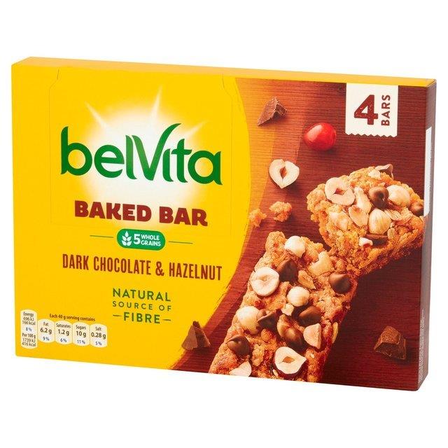 Belvita Baked Bar Dark Chocolate Bar & Hazelnut (4 x 40g) 160g