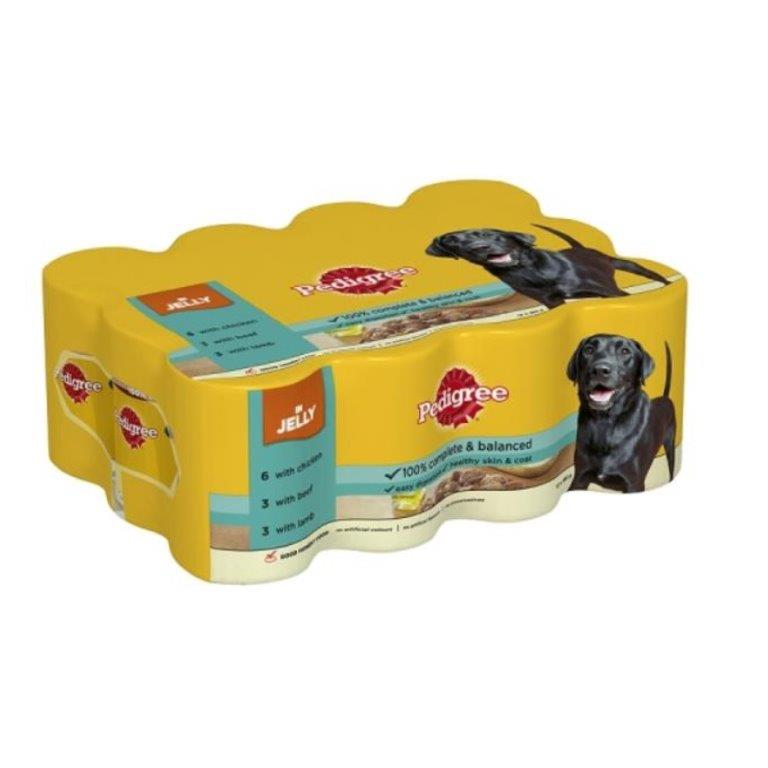 Pedigree Dog Tins Mixed Selection in Jelly 12pk (12 x 385g)