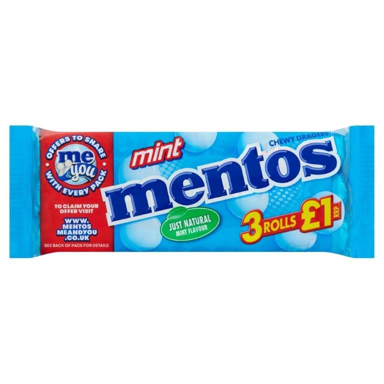 Mentos Chewy Mint Roll 3pk (3 x 38g) 114g
