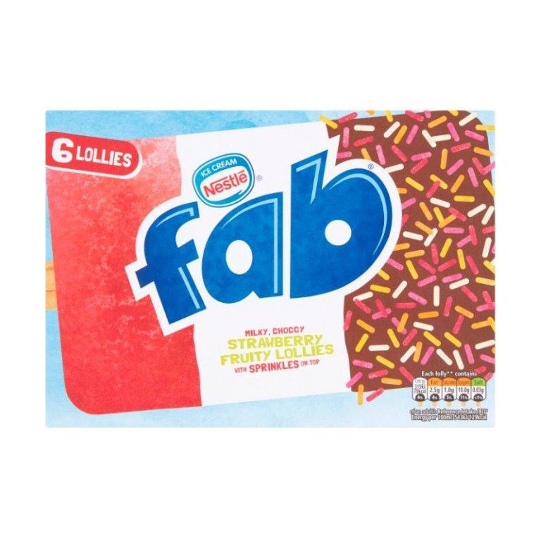Nestle Fab Strawberry Ice Lollies 6pk