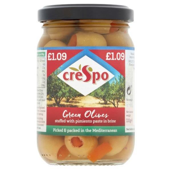 Crespo Green Olives With Pimiento PM 1.09 198g