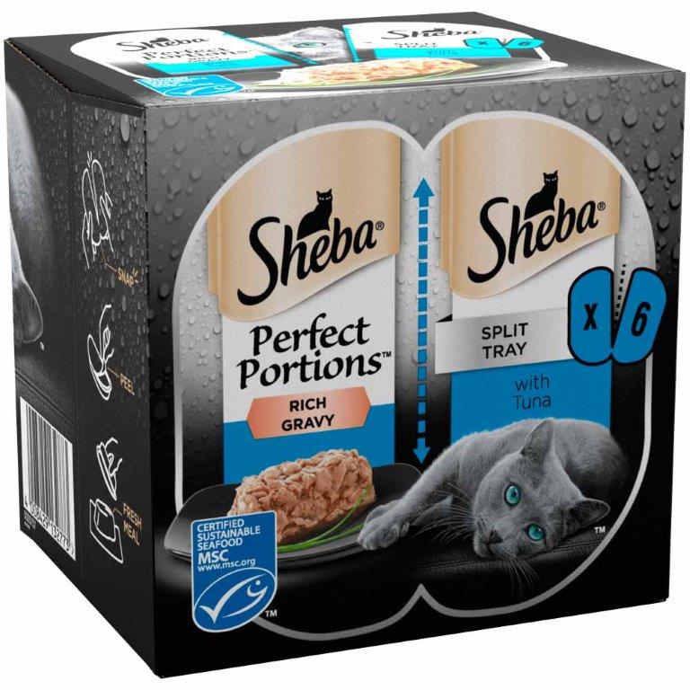 Sheba Perfect Portions Wet Cat Food Trays Tuna in Gravy 6pk (6 x 37.5g)