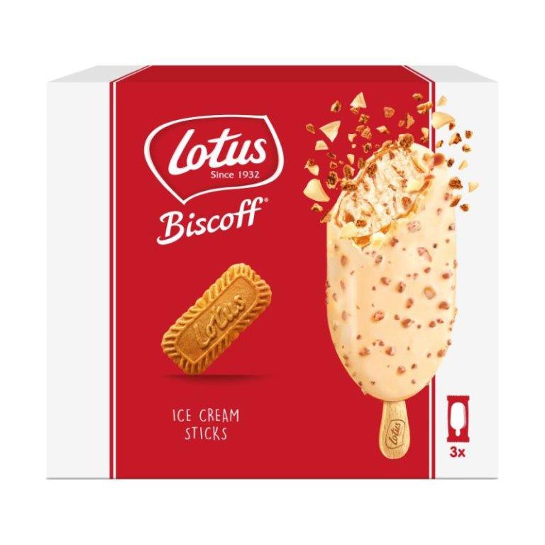Lotus Biscoff White Ice Cream Sticks 3pk 270ml