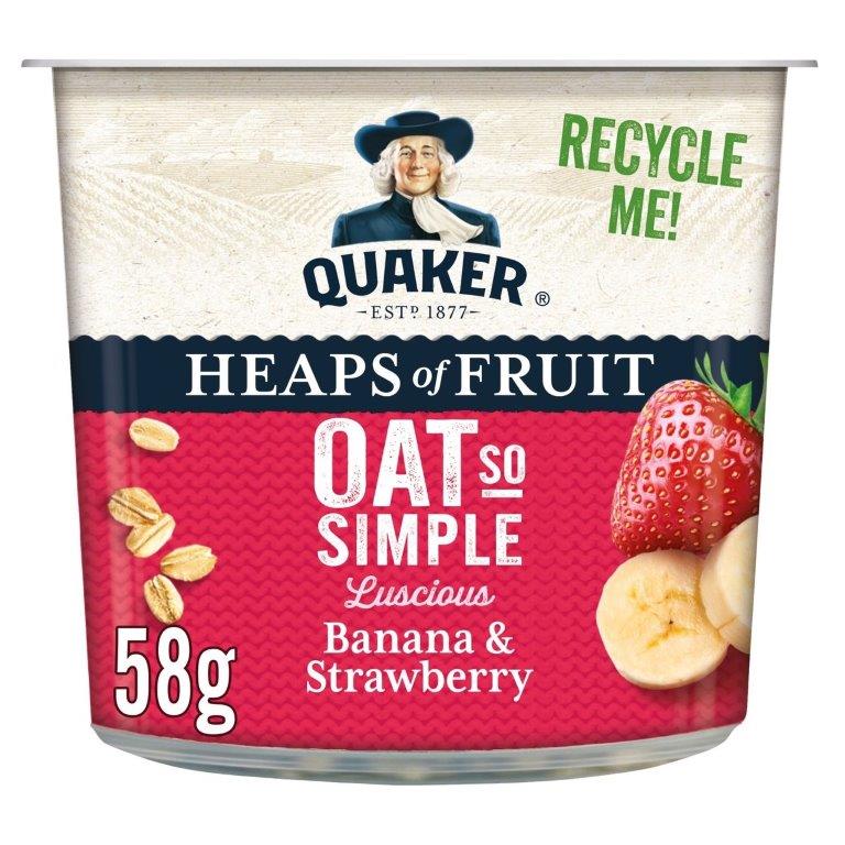 Quaker Oat So Simple Pots Heaps Of Fruit Banana & Strawberry 58g