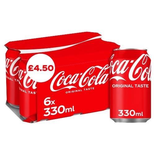 Coca Cola Cans PM £4.50 (6 x 330ml)
