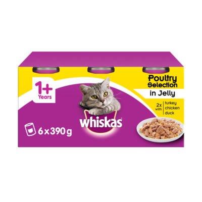 Whiskas 1+ Cat Tins Poultry Selection in Jelly 6pk (6 x 390g)
