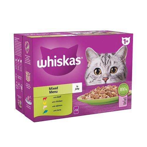Whiskas 1+ Cat Pouches Mixed Menu in Jelly (12 x 85g) 1.02kg