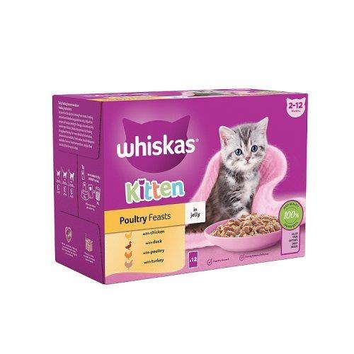 Whiskas 2-12 mnths Cat Pouches Poultry in Jelly (12 x 85g) 1.02kg