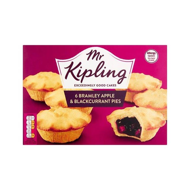 Mr Kipling Bramley Apple & Blackcurrant Pies 6s 354g
