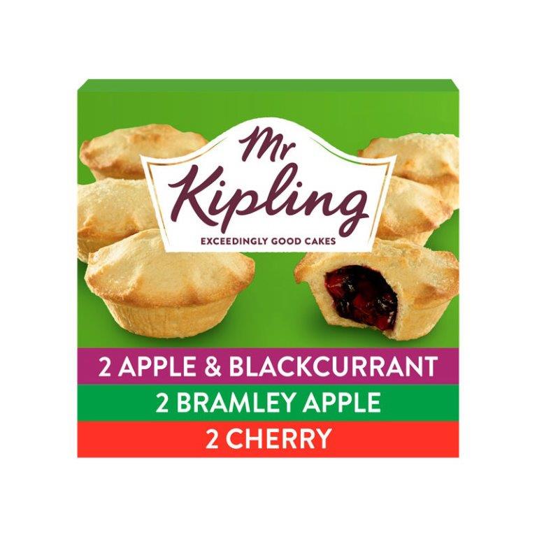 Mr Kipling Bramley Apple & Blackcurrant Bramley Apple and Cherry Pies 6s 354g