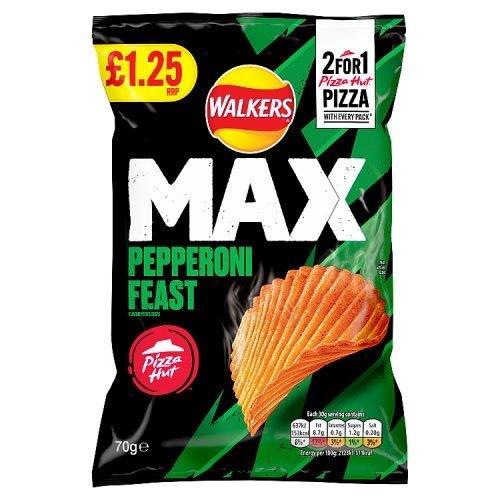 Walkers MAX Pizza Hut Pepperoni Feast PM £1.25 70g NEW