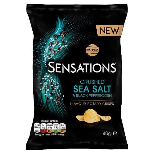 Walkers Sensations Crushed Sea Salt & Black Peppercorn 40g NEW