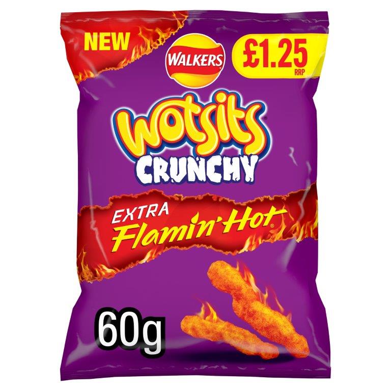 Wotsits Crunchy Extra Flamin Hot 60g PMP NEW