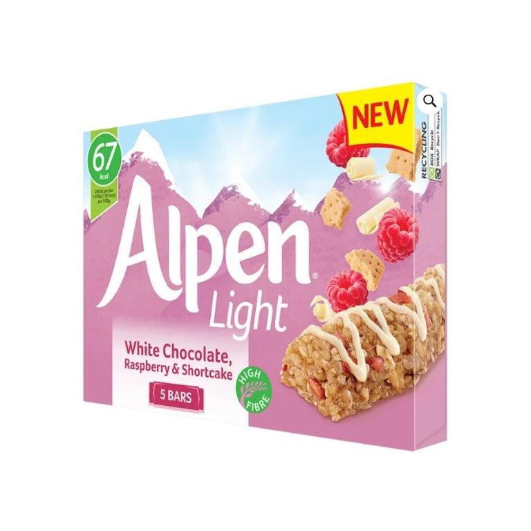 Alpen Light White Chocolate & Rapberry 5pk (5 x 19g) 95g