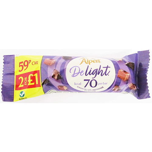 Alpen Delight Chocolate Brownie PM 59p 2 for £1.00 29g