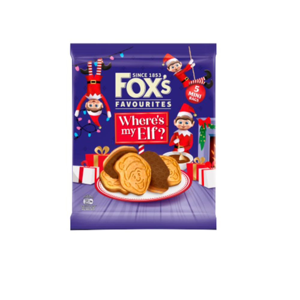 Foxs Favourites Wheres My Elf Chocolate Coated Biscuits 5pk (5 x 20g) 100g