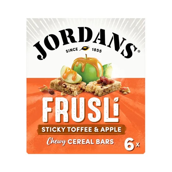 Jordans Frusli Sticky Toffee & Apple Cereal Bars 6pk (6 x 30g) 180g NEW
