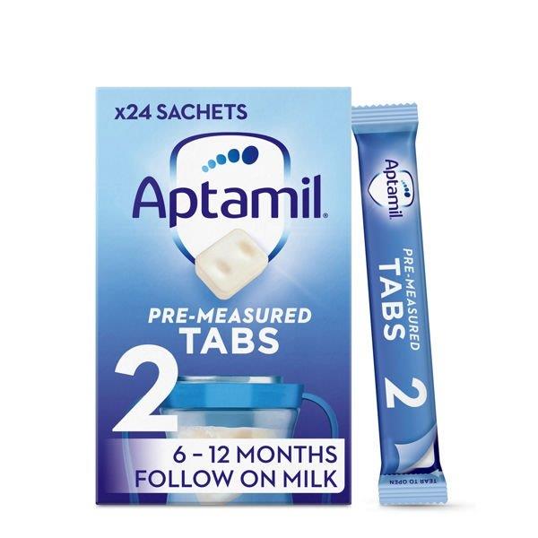 Aptamil Pre measured Tabs 2 Follow On Milk 6-12 Months 24 Sachets 552g