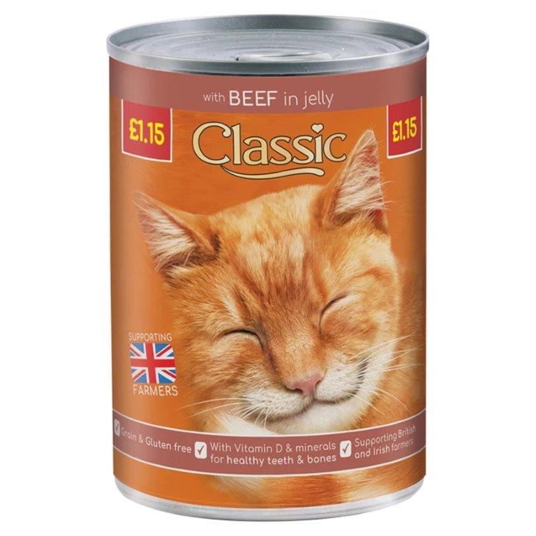 Classic Cat Food Beef In Jelly PM £1.15 400g