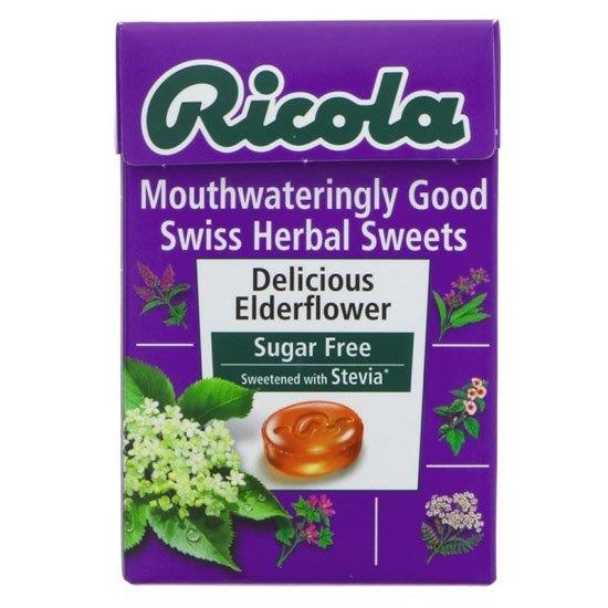 Ricola Elderfloower Sugar Free Swiss Herbal Sweets Box 45g