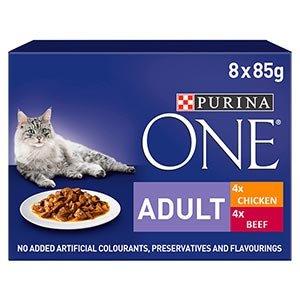 Purina ONE Chicken & Beef Adult Cat Food 8pk (8 x 85g) 680g