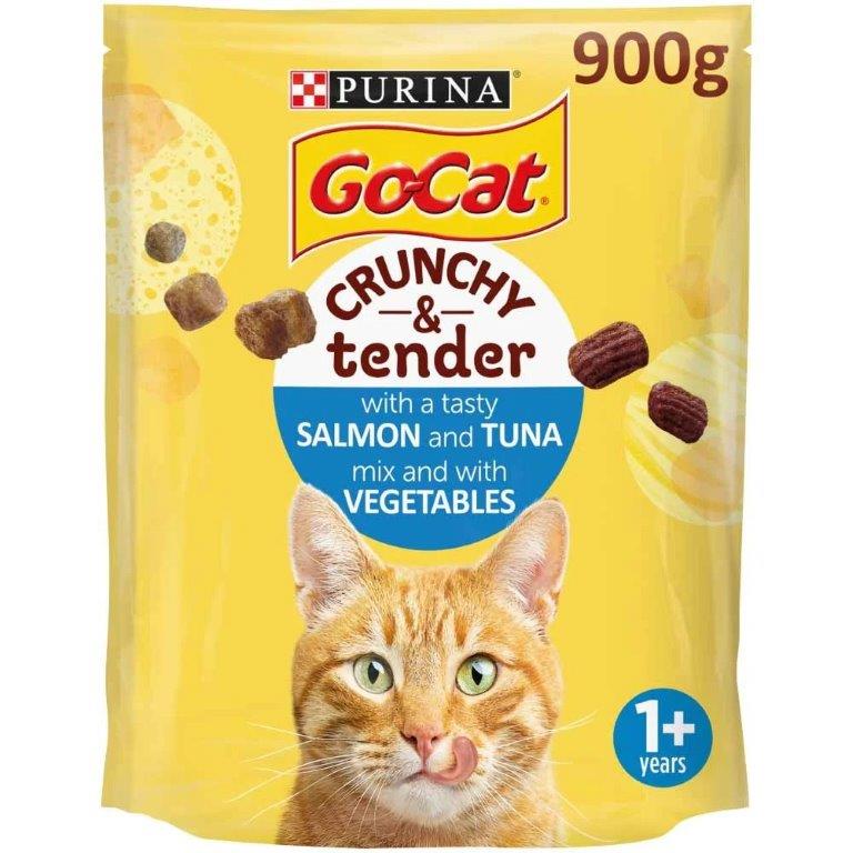 Go-Cat Crunchy & Tender Salmon Tuna & Veg Dry Cat Food 900g