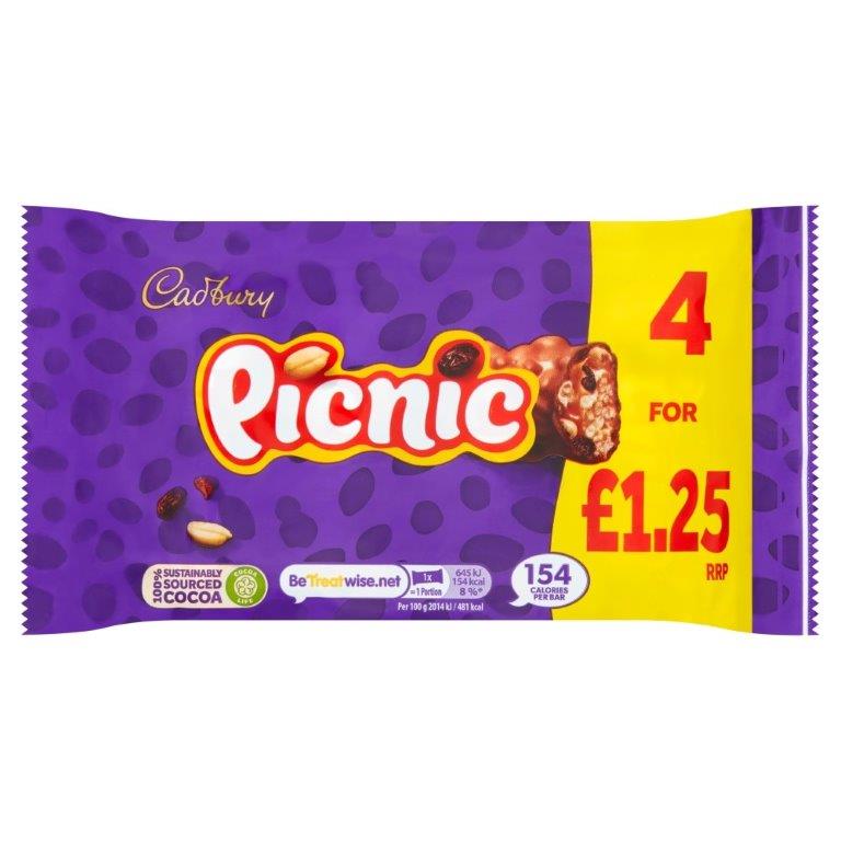 Cadbury Picnic 4pk PM £1.25 128g