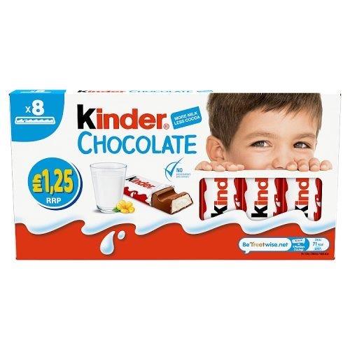 Kinder Chocolate 8pk (8 x 12.5g) Bars PM £1.25 100g