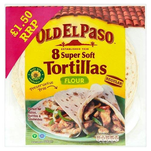 Old El Paso 8 Flour Tortillas PM £1.50 326g