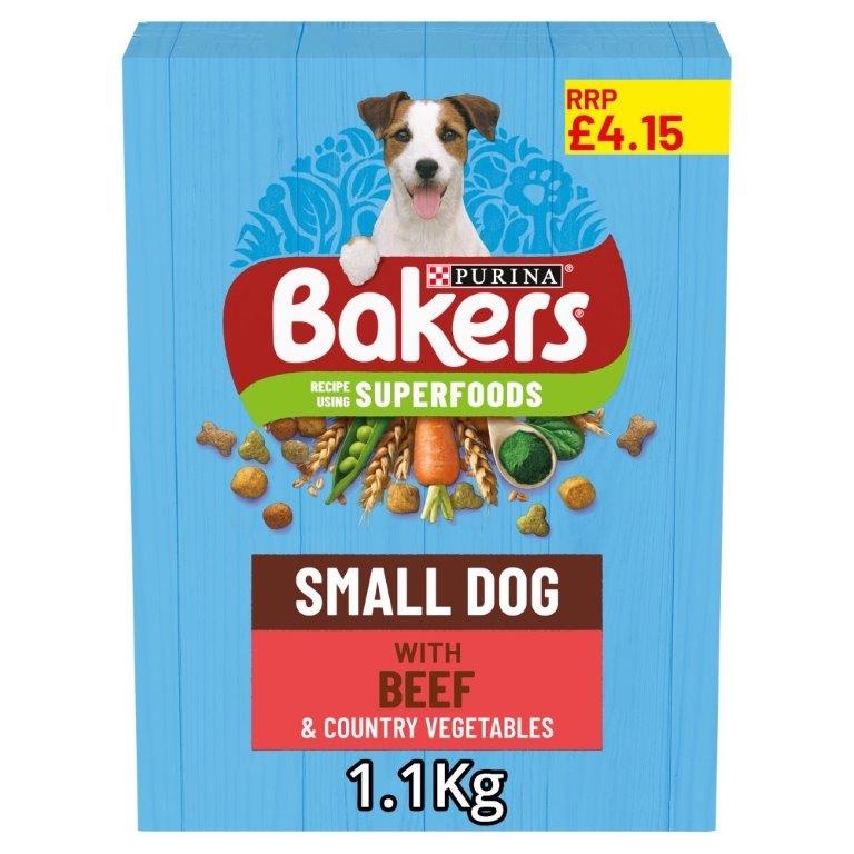 Bakers Small Dog Food Beef & Veg PM £4.15 1.1kg