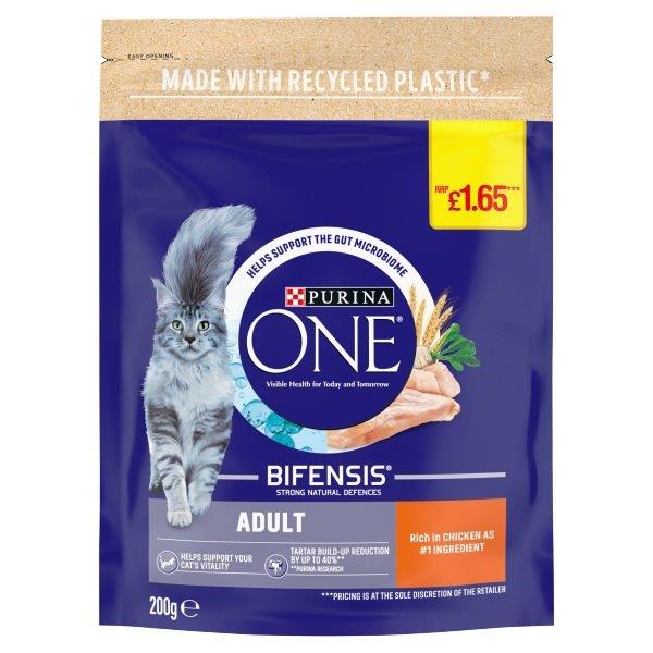 Purina ONE Adult Cat Chicken & Whole Grain PM £ 1.65 200g