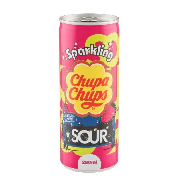 Chupa Chups Can Sour Strawberry 250ml NEW