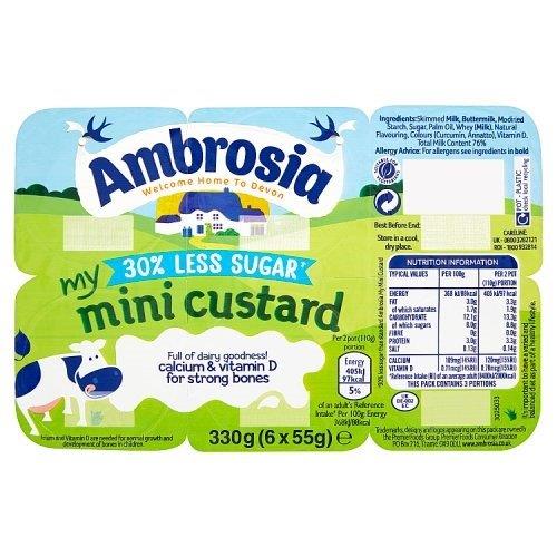 Ambrosia 30% Less Sugar Original Custard Mini Pot 6pk (6 x 55g) 330g